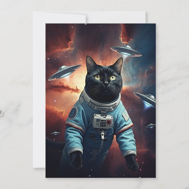 Invitation Astronaut de chat galactique (Devant)