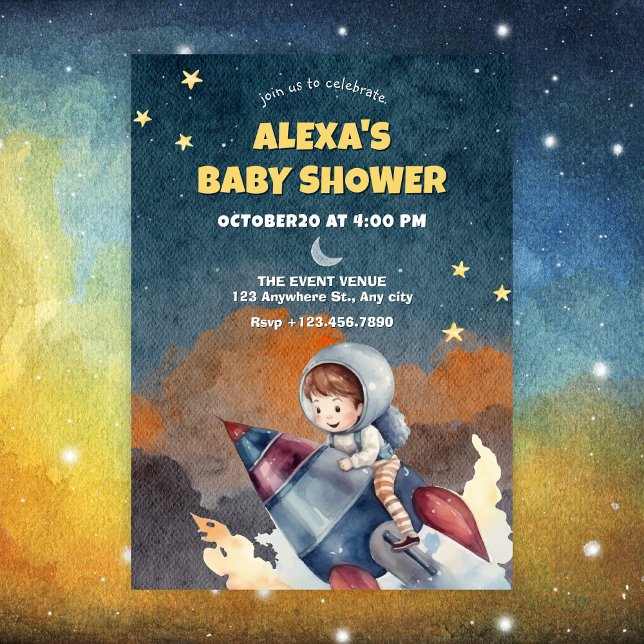 Invitation Astronaut et baby shower à réaction (Créateur téléchargé)