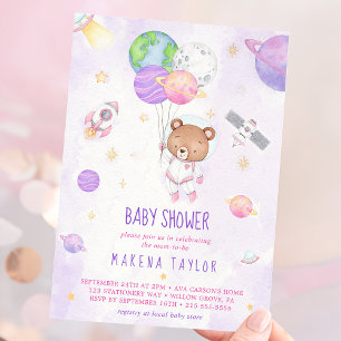 Invitation Astronaut Planet Rocket Baby shower spatial