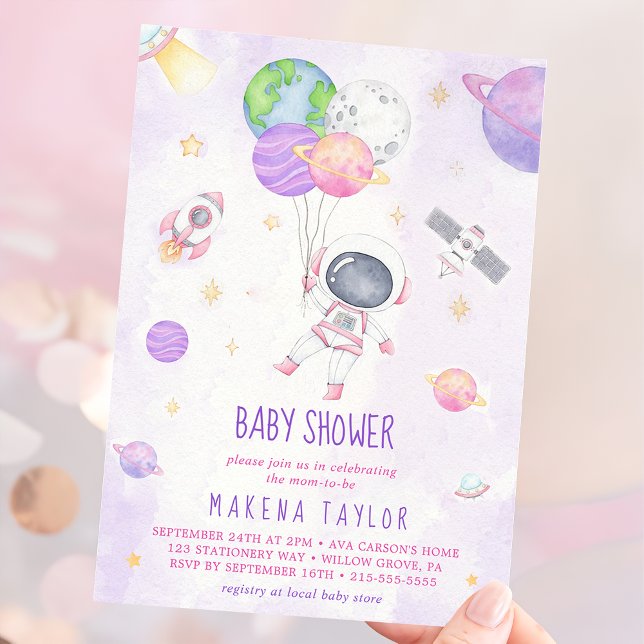 Invitation Astronaut Planet Rocket Baby shower spatial (Créateur téléchargé)