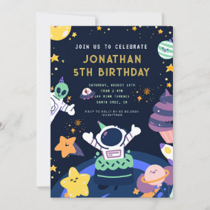 Invitation Astronaut Planètes Space Boy Anniversaire