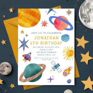 Invitation Astronaut Planètes Space Boy Anniversaire