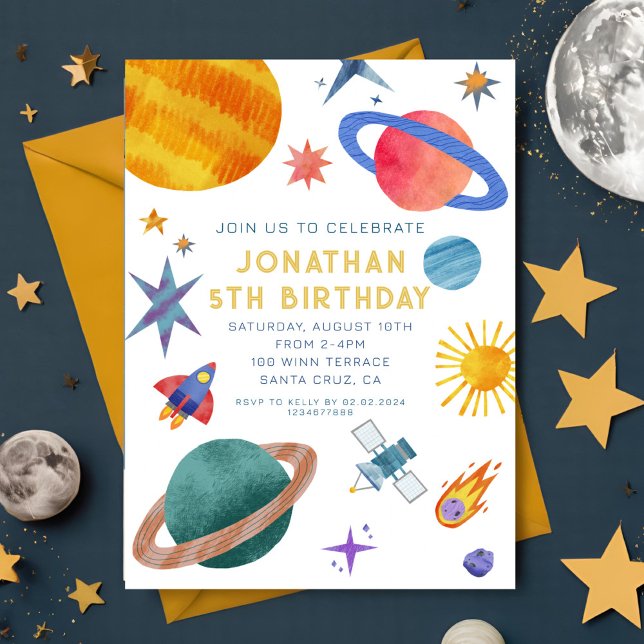 Invitation Astronaut Planètes Space Boy Anniversaire (Créateur téléchargé)