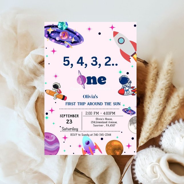 Invitation Astronaut Space premier voyage autour de l'anniver (Créateur téléchargé)