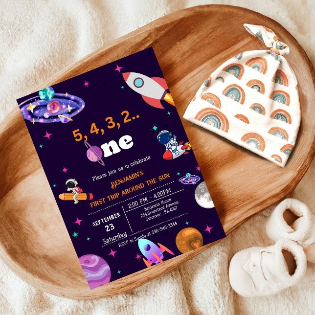 Invitation Astronaut Space premier voyage autour de l'anniver (Créateur téléchargé)