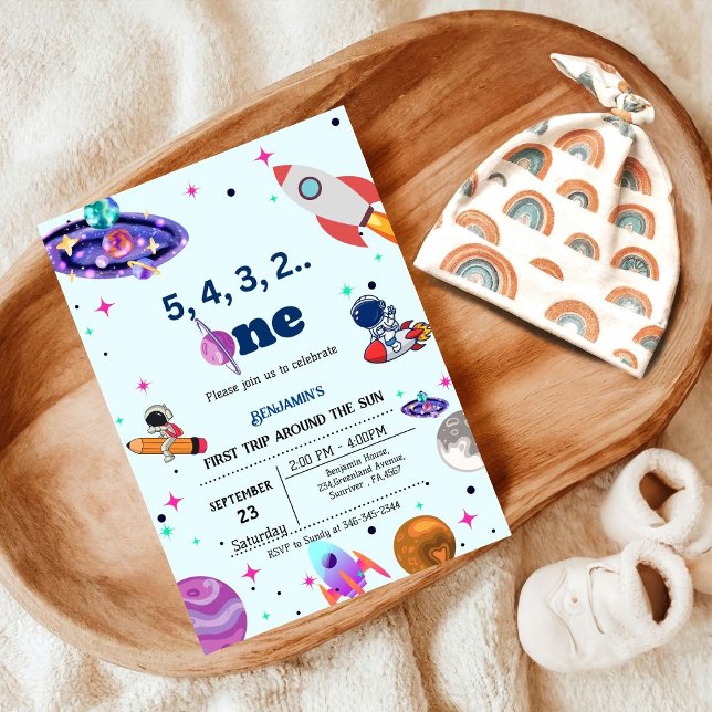 Invitation Astronaut Space premier voyage autour de l'anniver (Créateur téléchargé)