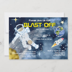 Invitation Astronaut vaisseau spatial UFO planètes enfants ad