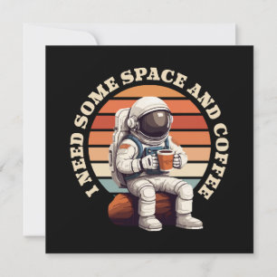 Invitation Astronaute buvant du café