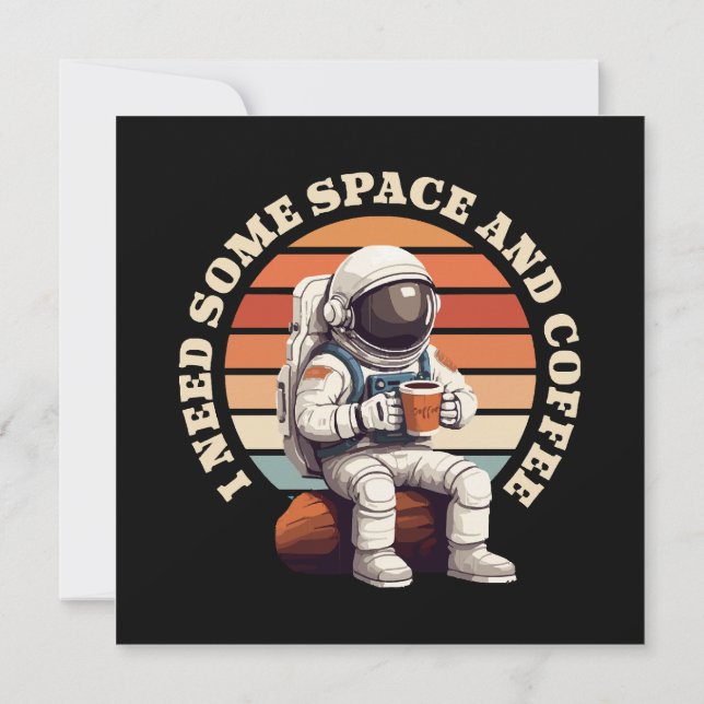 Invitation Astronaute buvant du café (Dos)