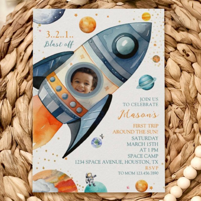 Invitation Astronaute Fusée Premier Tour Autour du (Créateur téléchargé)
