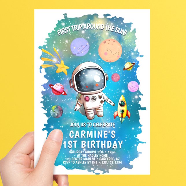 Invitation Astronaute Premier Voyage Autour du Soleil 1er Ann (Créateur téléchargé)