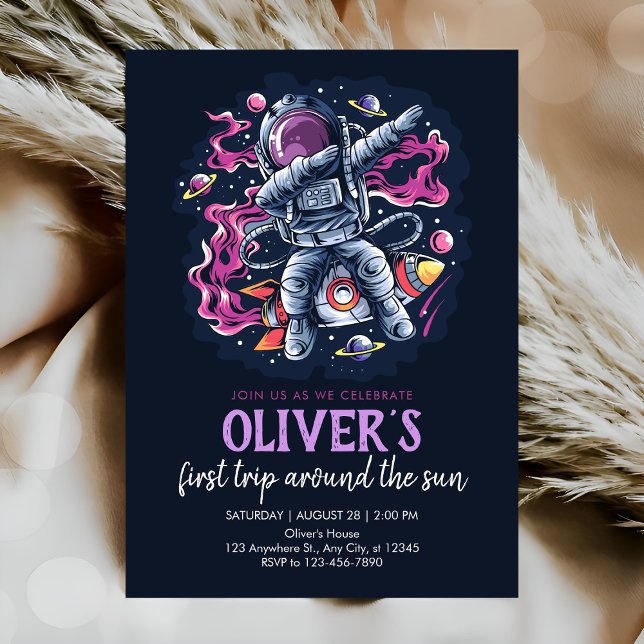 Invitation Astronaute sur une fusée spatiale avec des étoiles (Créateur téléchargé)