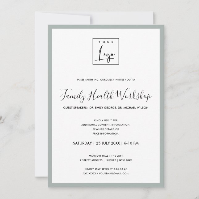 INVITATION ATELIER DE LOGO SIMPLE MINIMAL GREY GALA ÉVÉNEMENT (Devant)