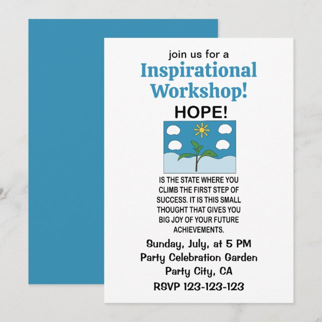 Invitation Atelier de motivation Espoir et Inspiration (Devant / Derrière)