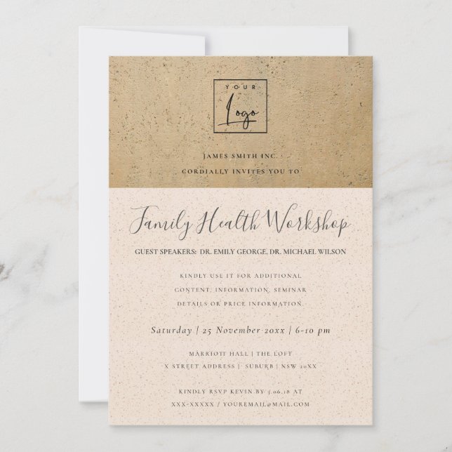 INVITATION ATELIER EUCALYPTUS ROSE FAUNE KRAFT EVENEMENT (Devant)