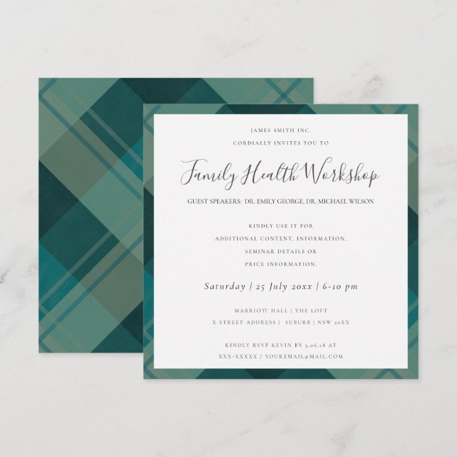 INVITATION ATELIER EUCALYPTUS ROSE FORCE NOIRE (Devant / Derrière)