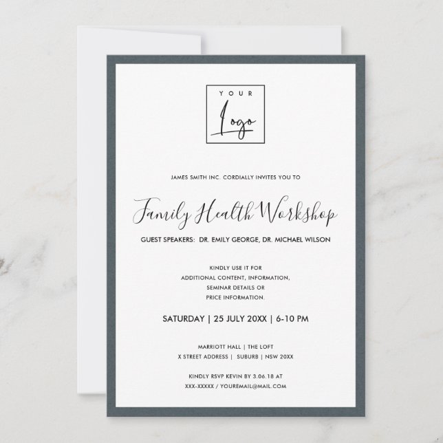 INVITATION ATELIER ÉVÉNEMENT TEXTURE GRIS KRAFT DE VOTRE LOGO (Devant)