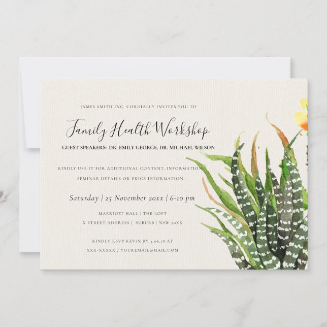 INVITATION ATELIER MODERNE DESERT CACTUS WATERCOLOR (Devant)
