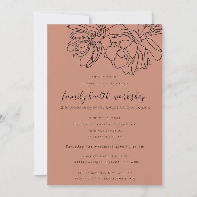 INVITATION ATELIER SUCCULENT DE RUST ORANGE DESERT CACTI (Devant)