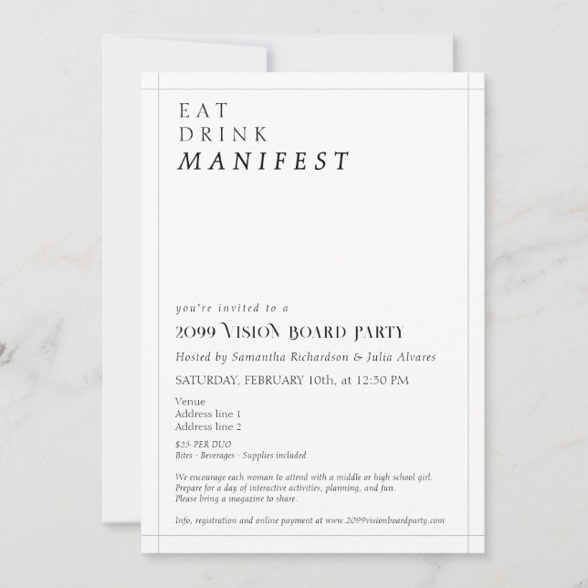 Invitation Atelier sur le réseau des femmes du parti Vision B (Devant)