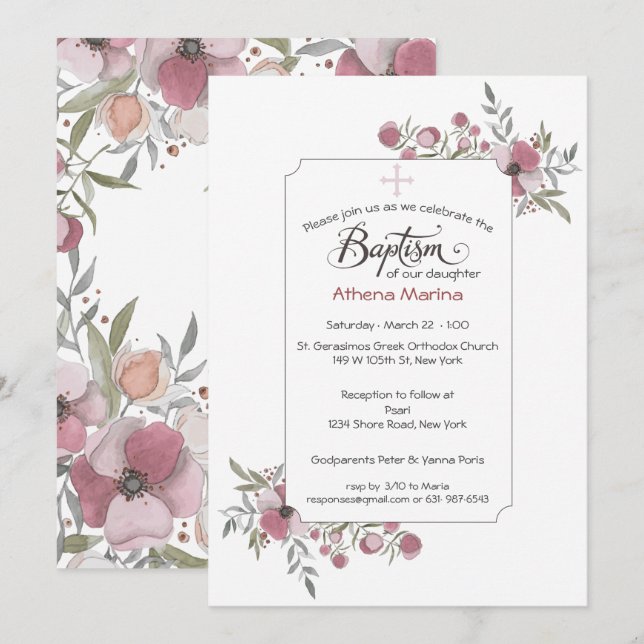 Invitation Athena Baptism (Devant / Derrière)