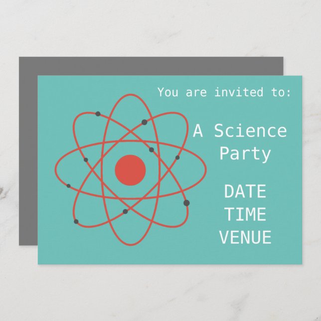 Invitation Atomes de partie de la Science et partie de (Devant / Derrière)