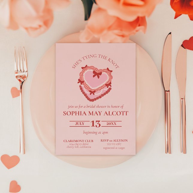 Invitation Attacher la Fête des mariées de gâteau Knot Coquet (Créateur téléchargé)