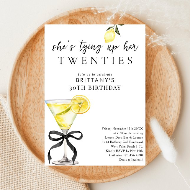 Invitation Attacher mes 20 ans Lemon Drop Martini 30e anniver (Créateur téléchargé)