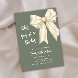 Invitation Attacher mes 20 ans Ruban Coquette Ivoire 30e Anni