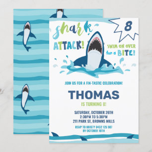 Invitation Attaque au requin Anniversaire de la fête de la pi