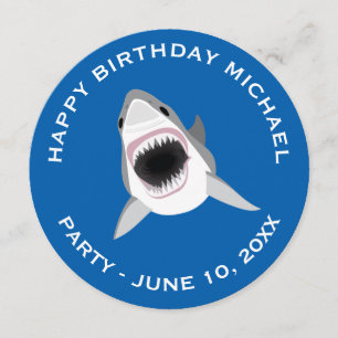 Invitation Attaque de requin : fête d'anniversaire sur la pla