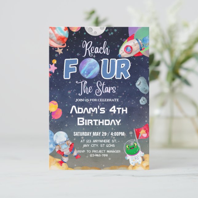 Invitation Atteindre QUATRE Étoiles Espace Extérieur Quatrièm (Debout devant)