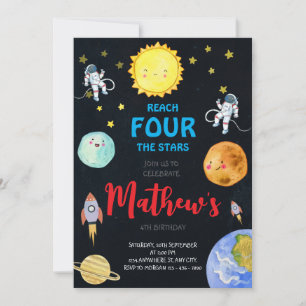 Invitation Atteindre Quatre Les Étoiles Extérieur Partie Anni
