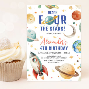 Invitation Atteindre Quatre The Stars Boy Galaxy 4e fête d'an