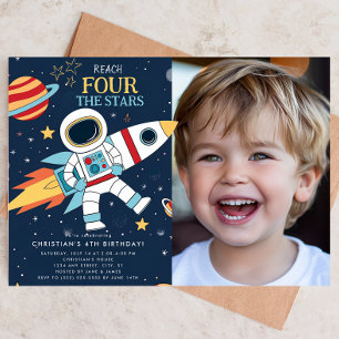 Invitation Atteindre Quatre The Stars Space 4th Birthday Invi