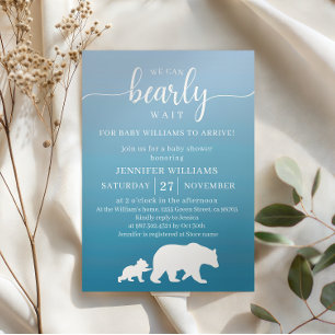 Invitation Attendez à peine le dégradé bleu Baby Shower
