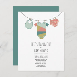 Invitation Attendons le Baby shower de vêtements pour bébés