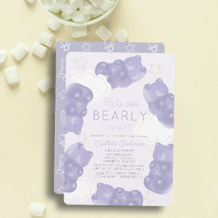 Invitation Attendre Bearly Purple Gummy Bear Baby shower