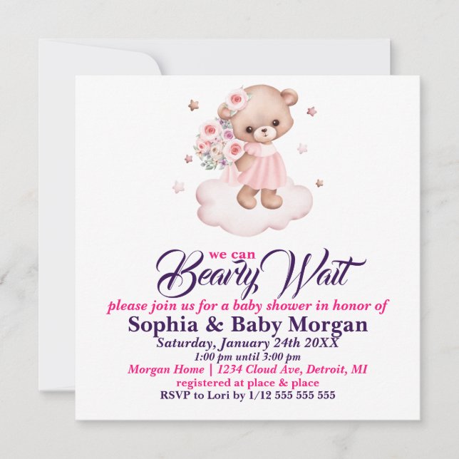 Invitation Attends, Baby shower (Devant)