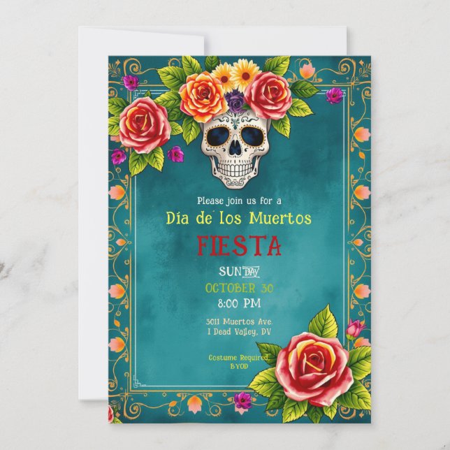 Invitation 💀🎉 Attentes de tombe en aquarelle  (Devant)