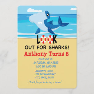 Invitation Attention Aux Requins...Invitation D'Anniversaire 