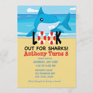 Invitation Attention Aux Requins...Invitation D'Anniversaire 
