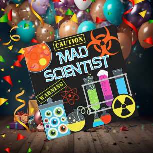 Invitation Attention Mad Scientist Anniversaire Fête Invitati