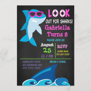 Invitation Attention Pour Les Requins .Invitation À Une Fête 