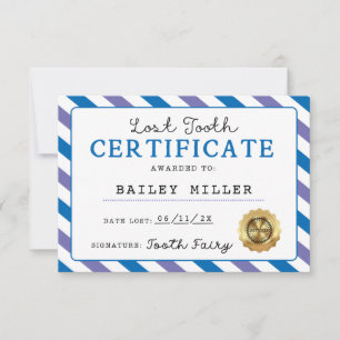 Invitation Attestation de dents perdues pour les fées de dent