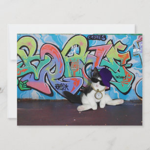 Invitation Attitude de chat.....Kitten et mur de graffitis