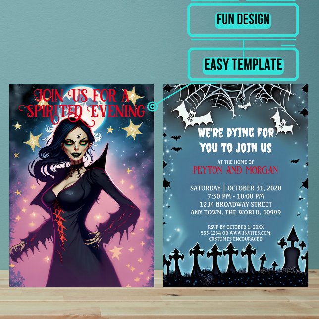 Invitation Attractive Femme Vampire Halloween Party (Use these awesome invitations to get your guest in the mood right away. )