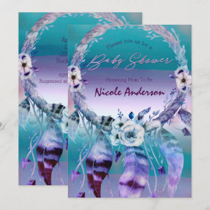 Invitation Attrape-rêves Violet et Sarcelle Déco Bohème pour