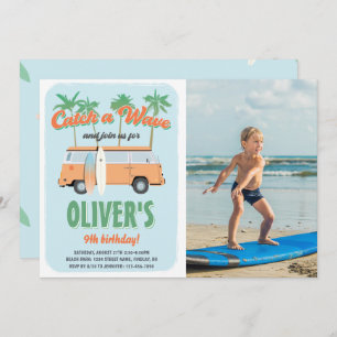 Invitation Attraper un Surf d'onde photo Anniversaire