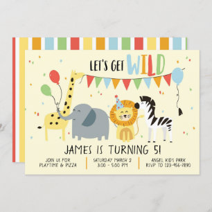 Invitation Attrapons les animaux sauvages Anniversaire de enf